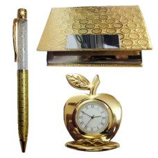 Gold Plated (Crystal Pen, Card Holder & Table Clock)